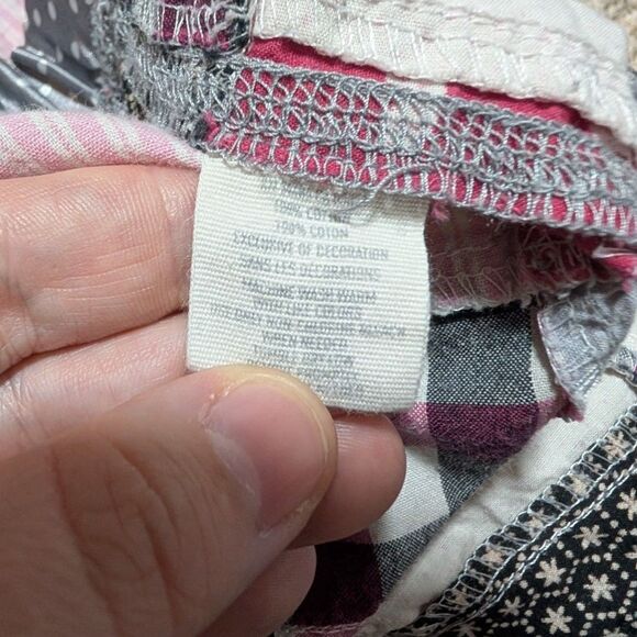 Aerie Women's Pink Gray Black Patchwork Quilted Plaid Pajama‎ Pants Size Medium - Picture 10 of 10